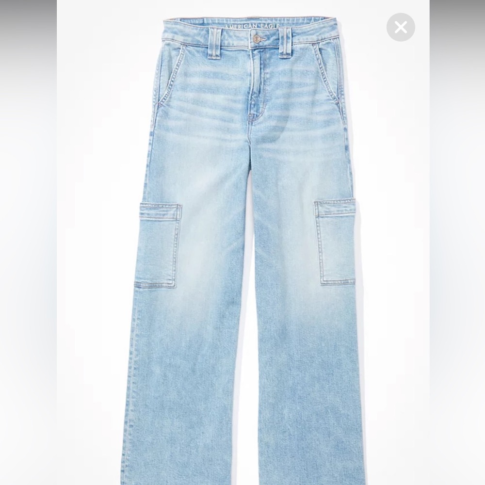 AE Dreamy Drape Drape Stretch Super High-Waisted Cargo Baggy Wide Leg Jean